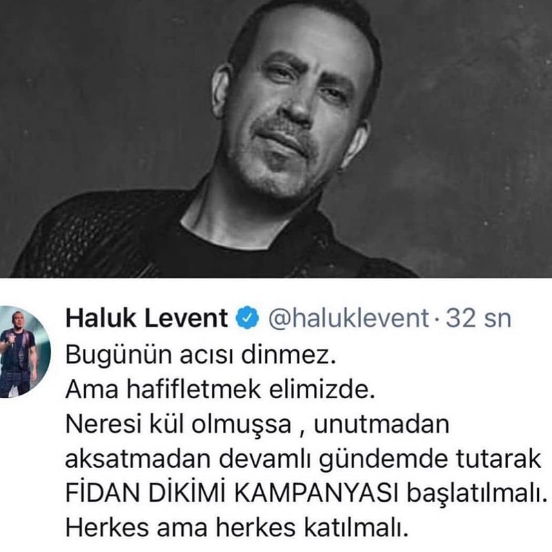 haluk levent halki fidan dikmeye davet etti